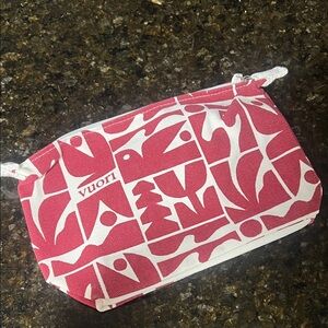 Vuori Red and White Geometric Pouch